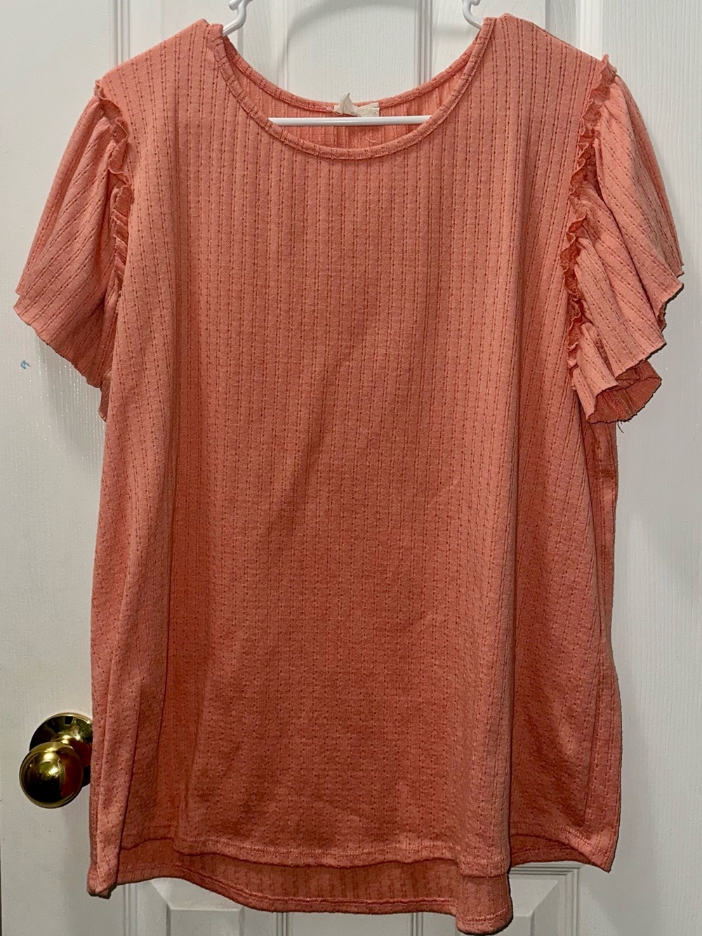 Lovely Melody Coral Ruffle Sleeve Blouse